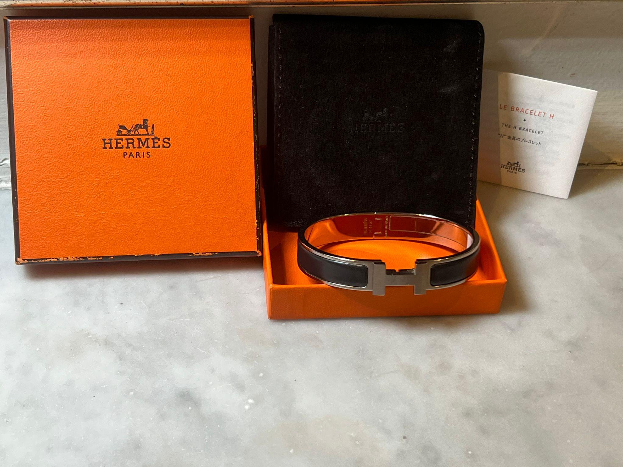 Hermès Pulsera Clic H Negro Paladiado en venta 1