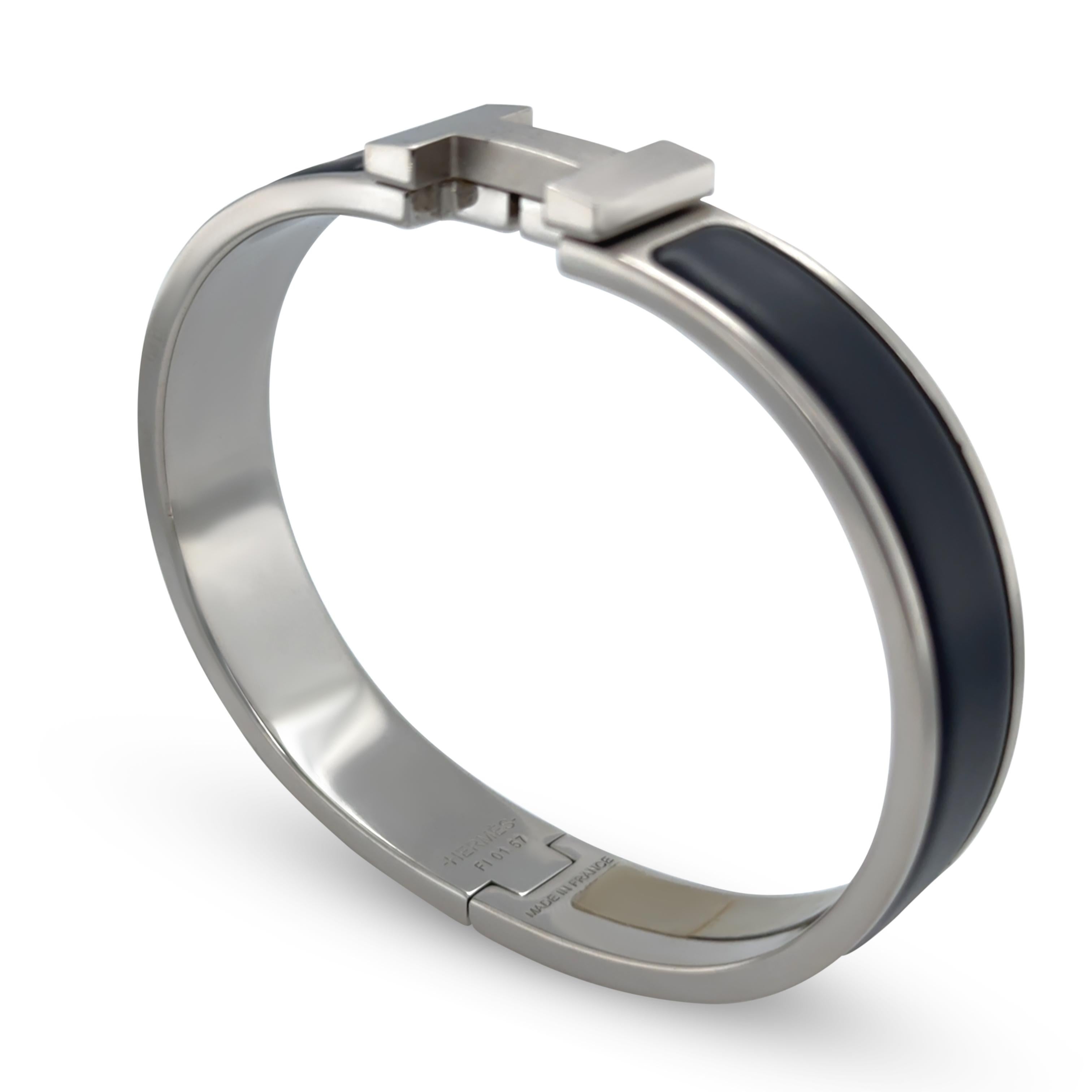 Hermès Pulsera Clic H Negro Paladiado en venta