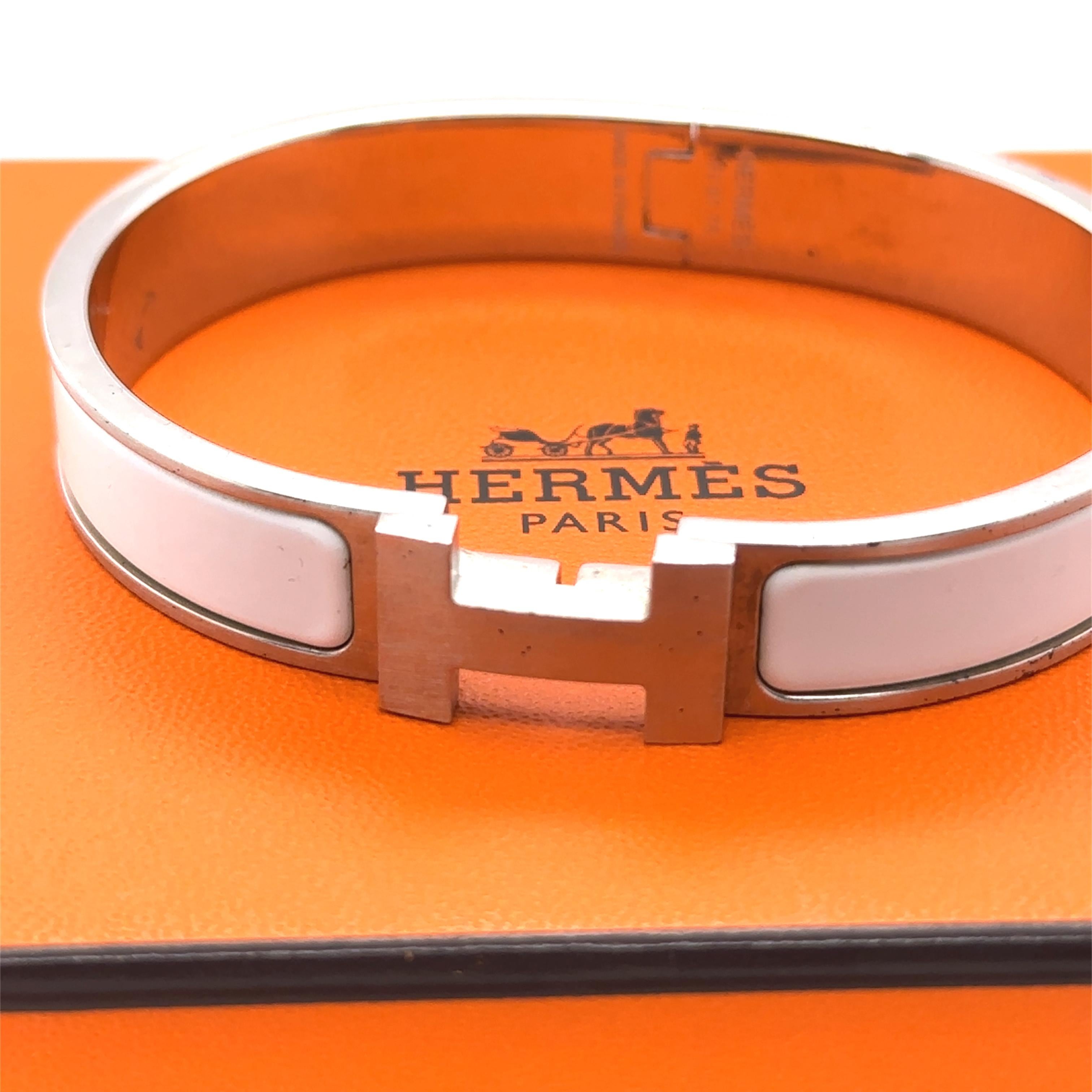 Hermès Pulsera Clic H Blanca Paladiada en venta 1
