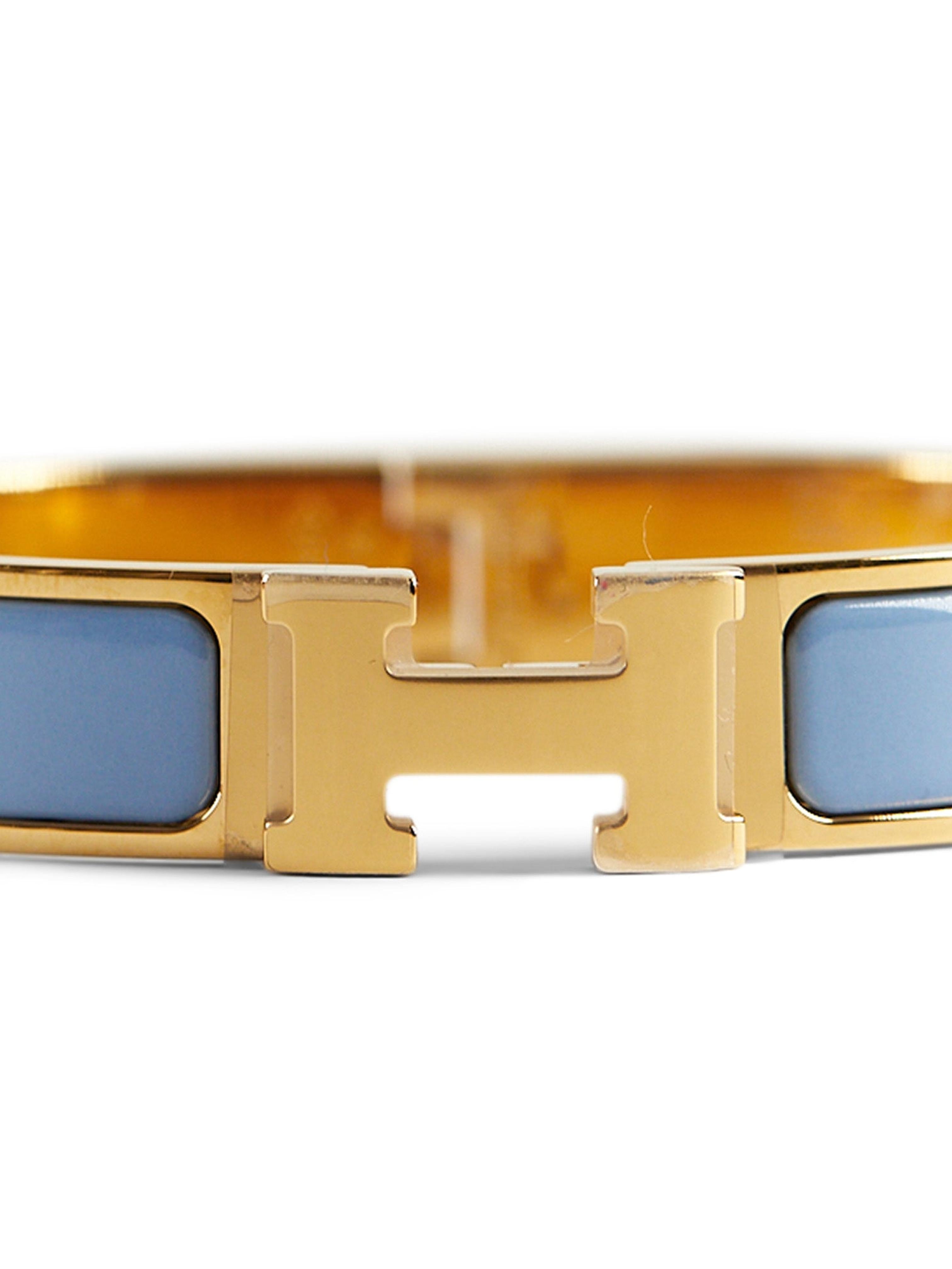 HERMÈS CLIC H BRACELET PM Chardon & Gold In New Condition For Sale In London, GB