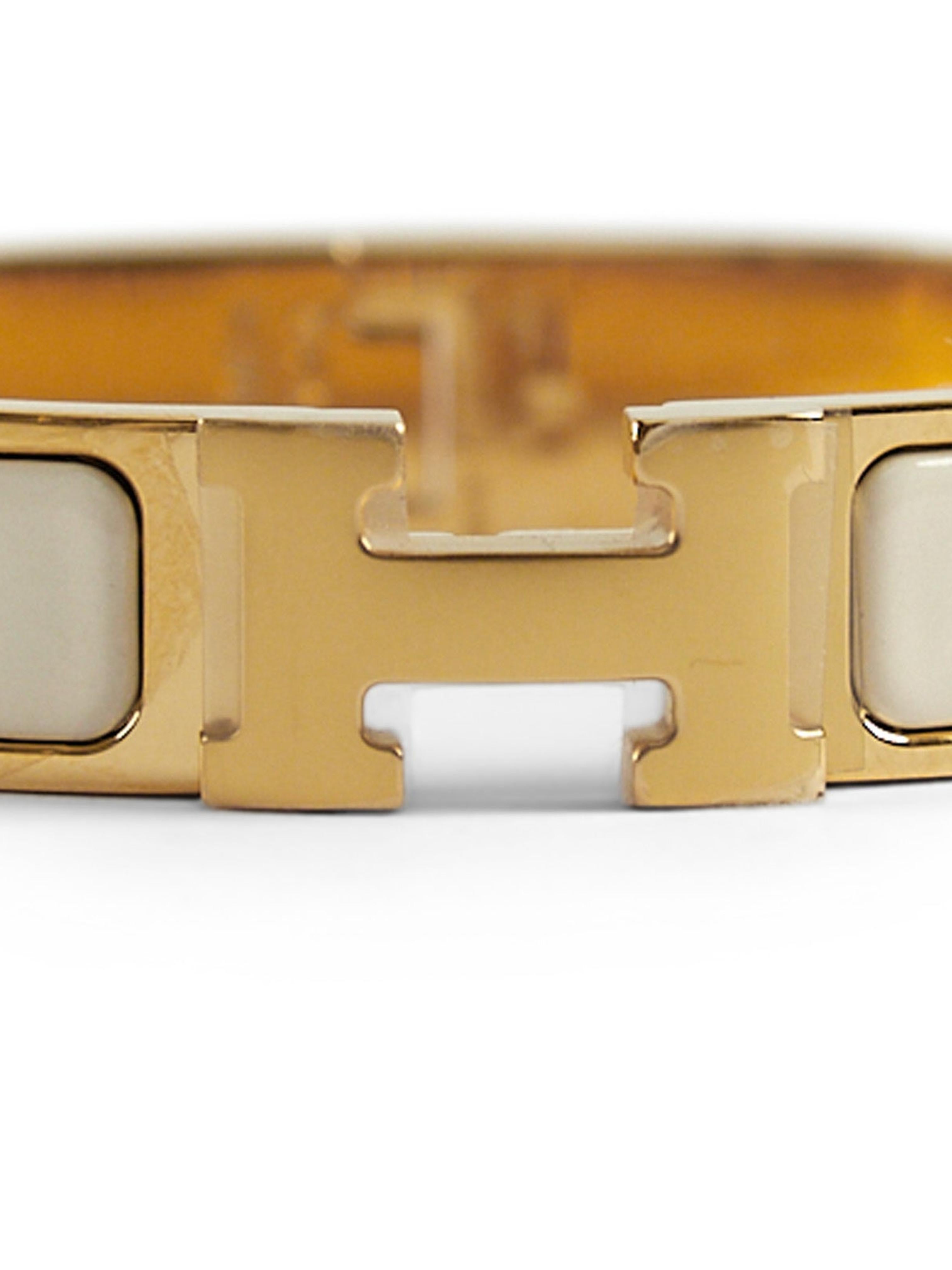 HERMÈS CLIC H BRACELET PM Creme & Gold In New Condition For Sale In London, GB