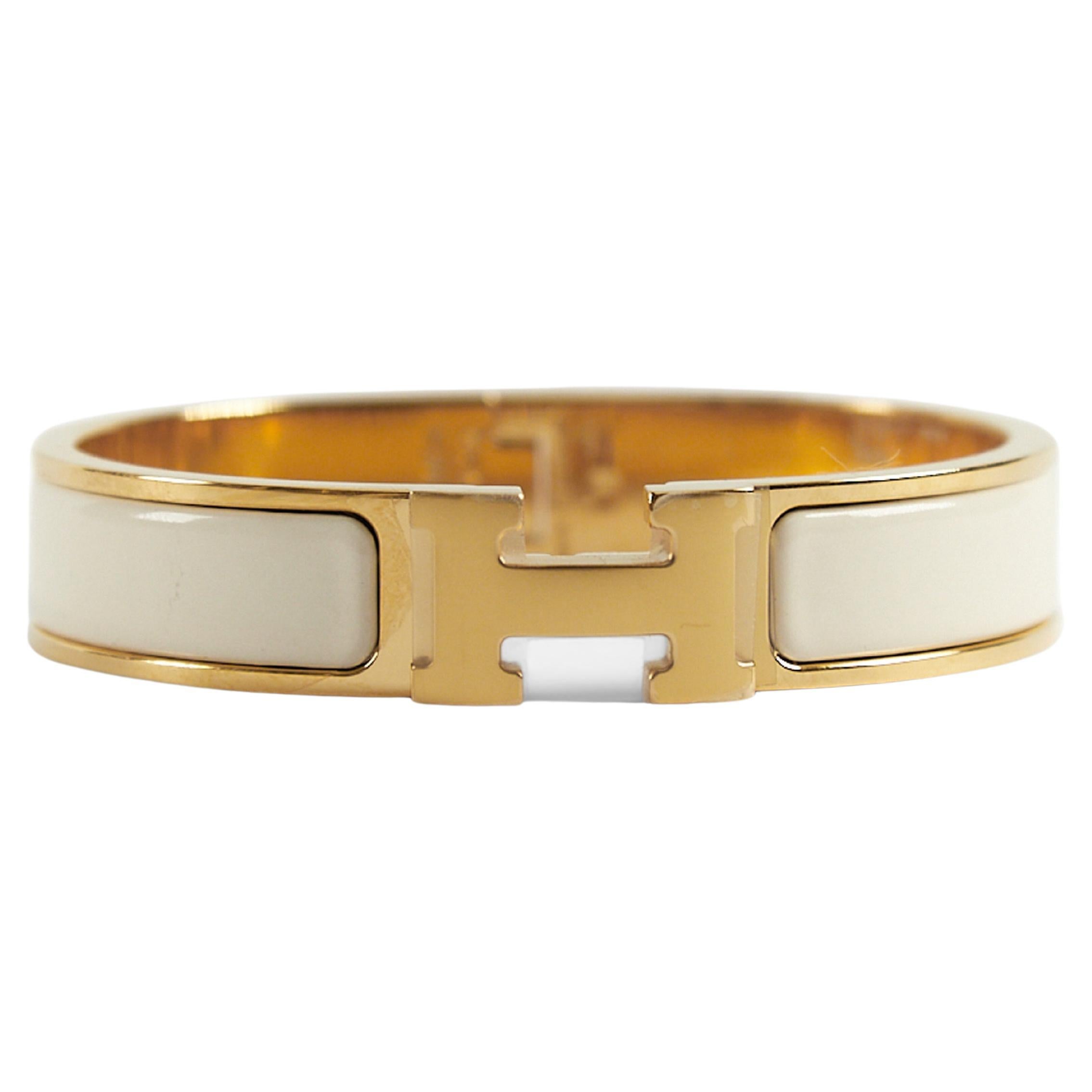 HERMÈS CLIC H BRACELET PM Creme & Gold im Angebot