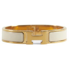 Antique HERMÈS CLIC H BRACELET PM Creme & Gold