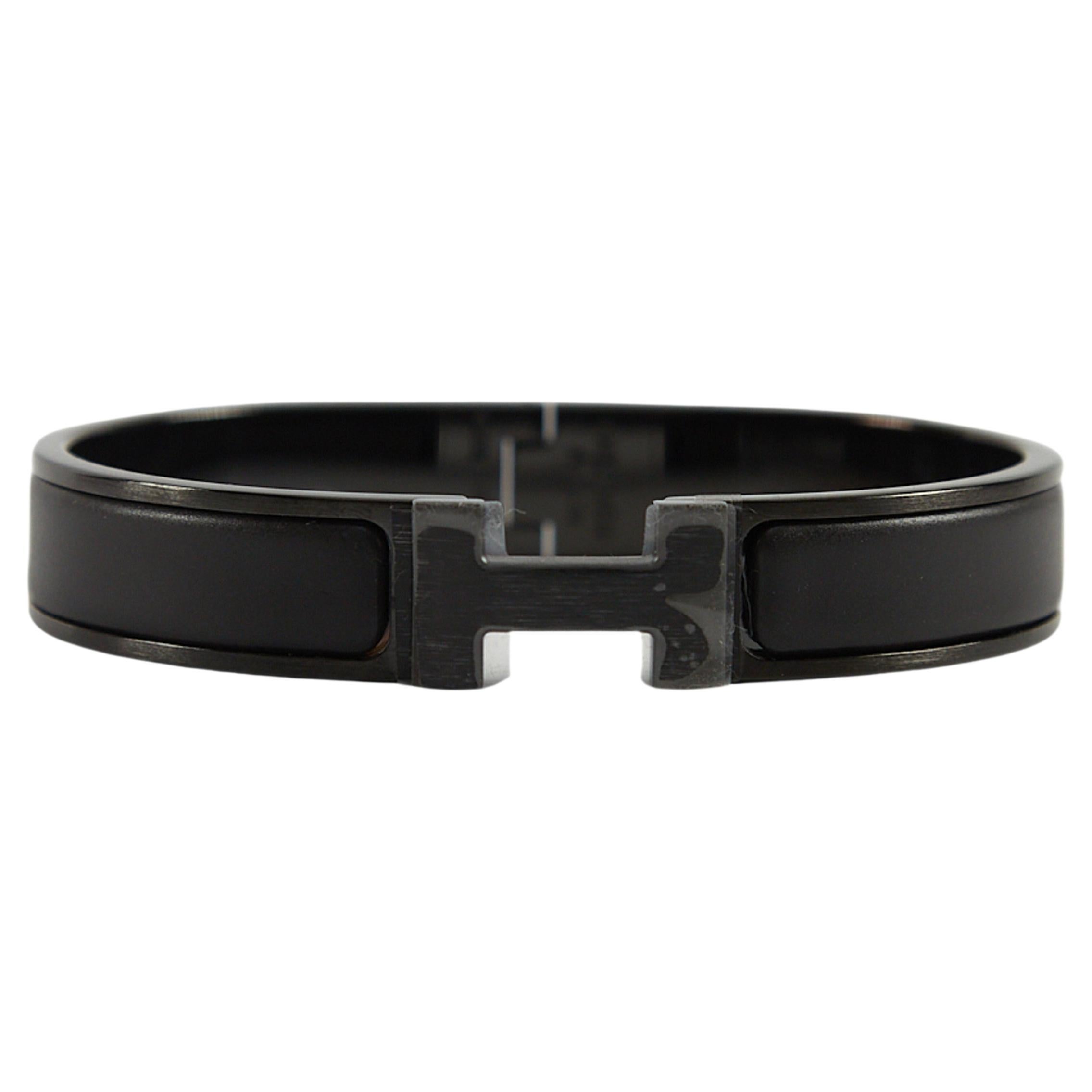 Clic h bracelet Hermès Black in Steel - 30794707