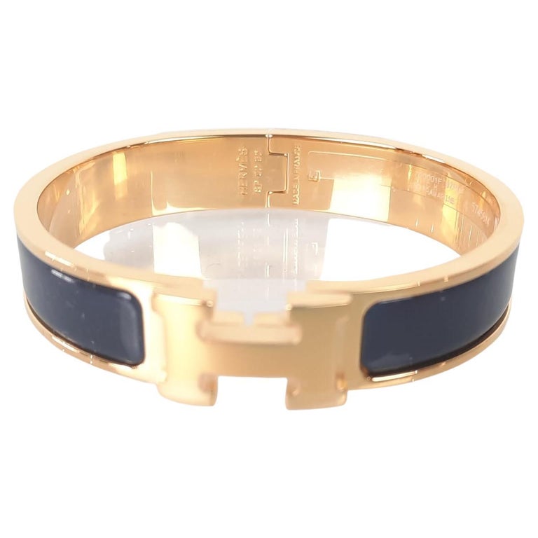 Bracelet Clic H Hermès Ultramarine finition plaquée or, taille PM 16,8 cm  En vente sur 1stDibs