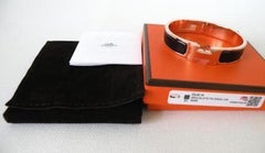 Hermes Clic H Enamel Bangle Bracelet Black with Rose Gold PM