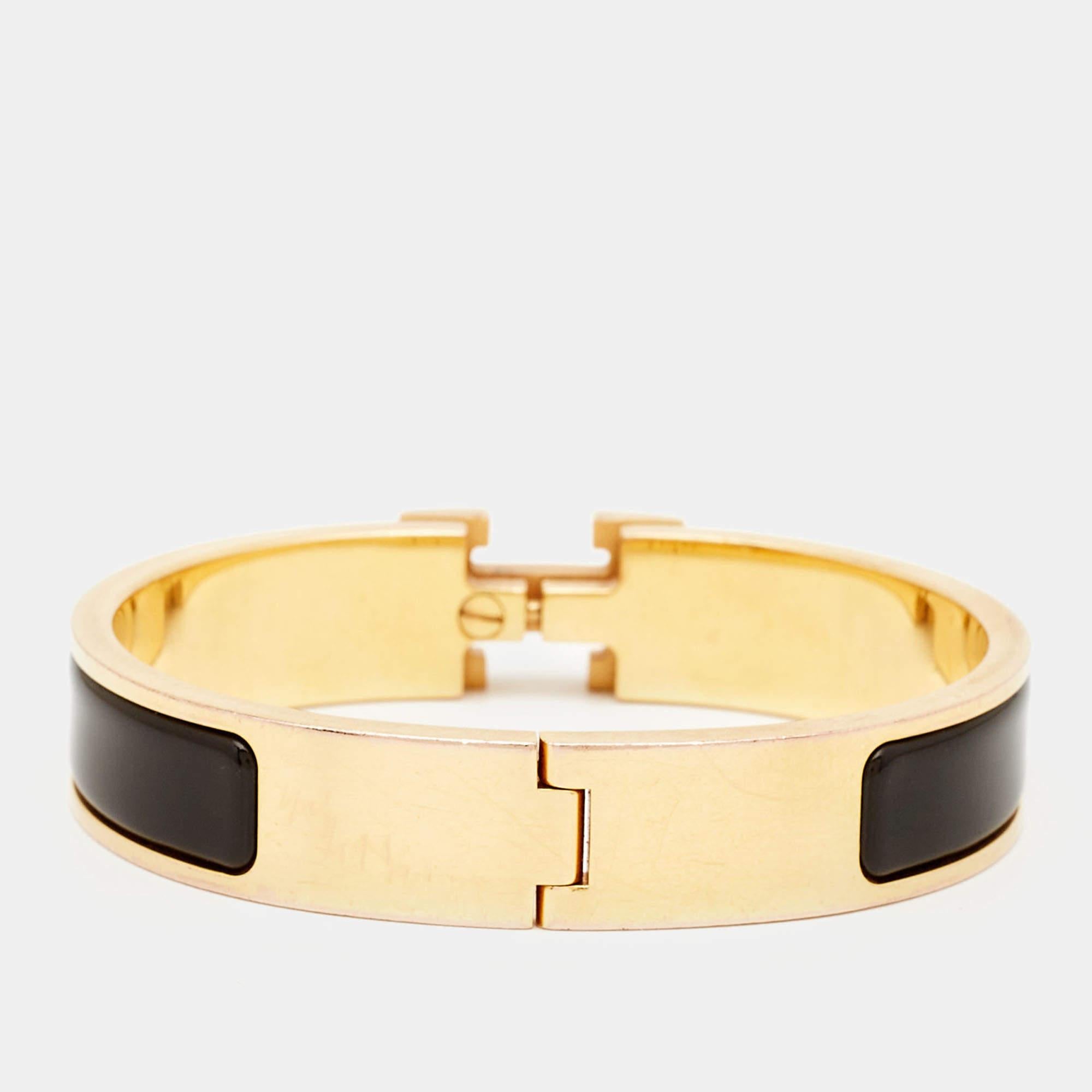 Hermes Clic H Enamel Gold Plated Bracelet 1