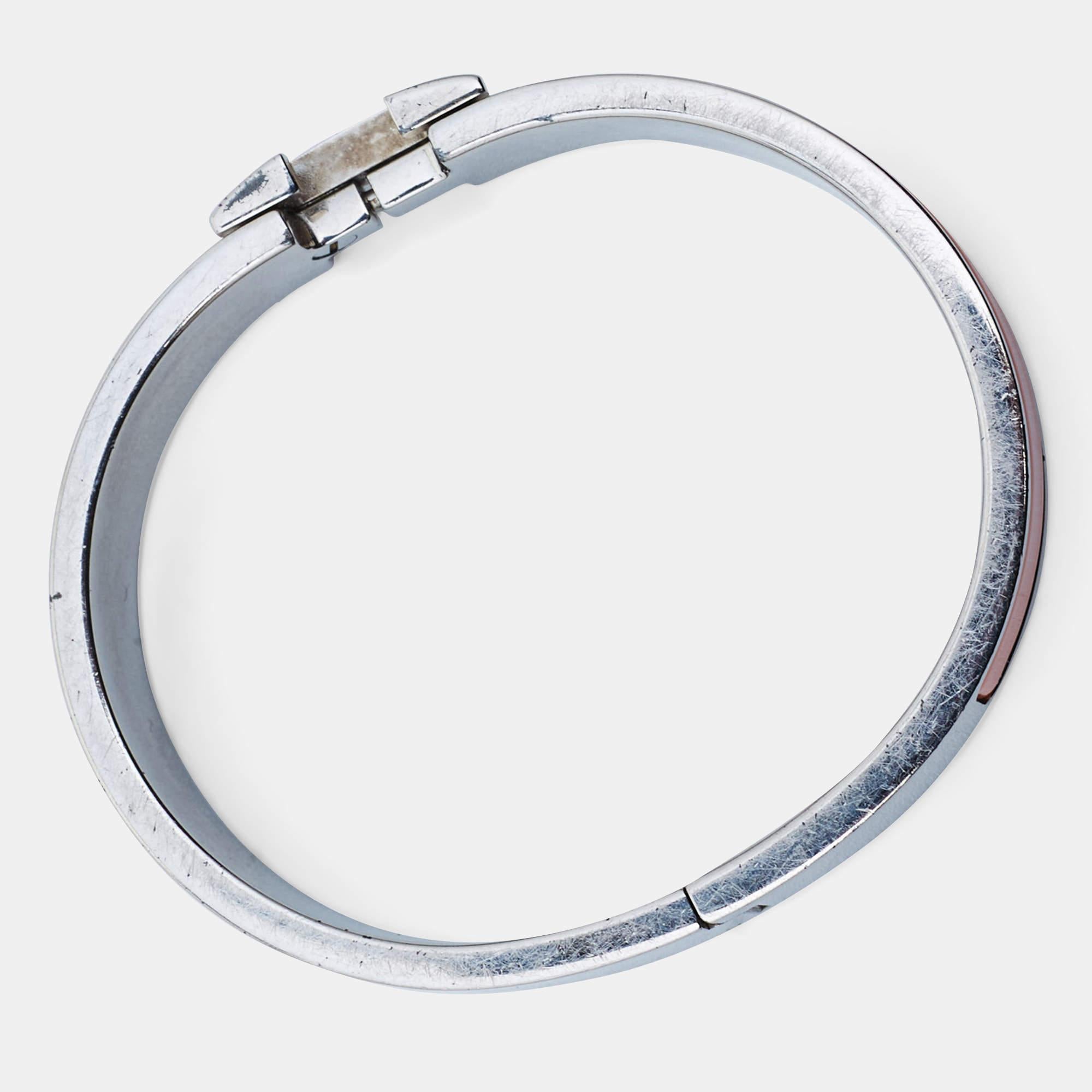 Contemporary Hermes Clic H Enamel Palladium Plated Bracelet