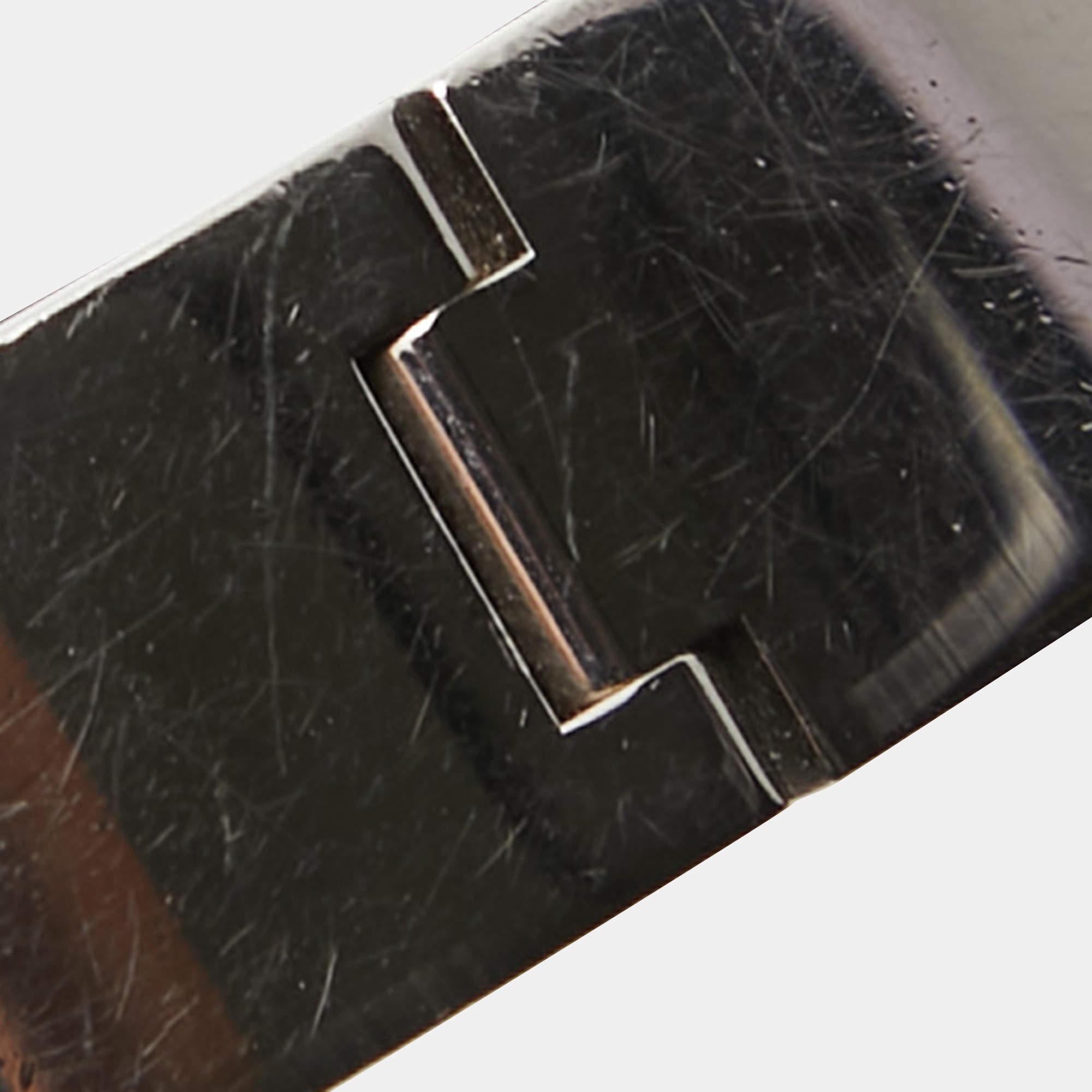 Hermès Clic H Enamel Palladium Plated Bracelet In Good Condition In Dubai, Al Qouz 2