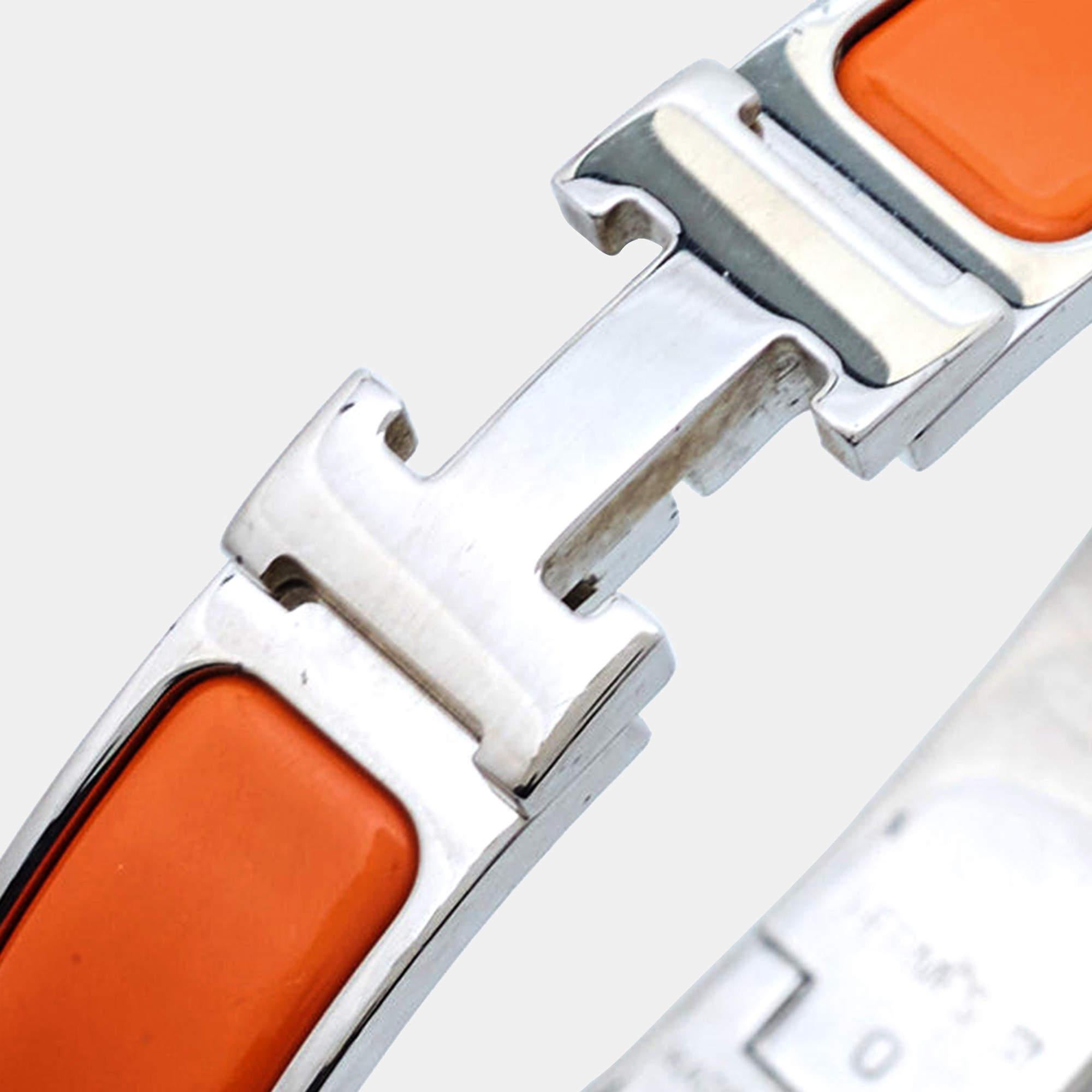 Hermes Clic H Emaille Palladium plattiert Armband im Zustand „Hervorragend“ in Dubai, Al Qouz 2