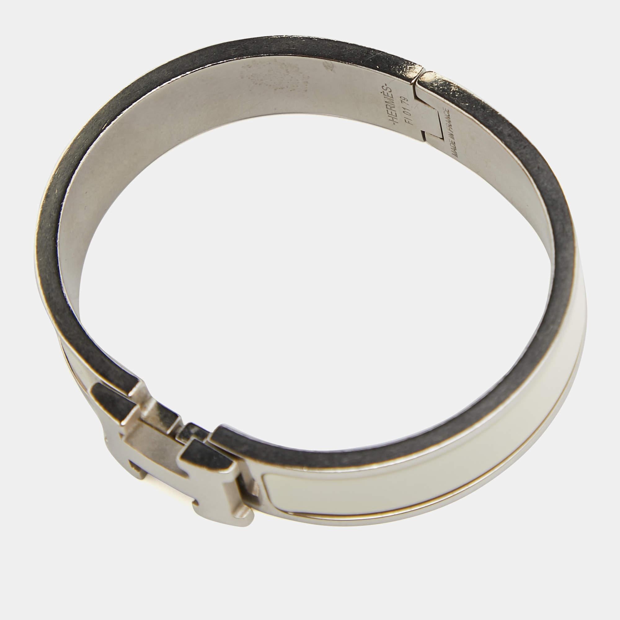 Women's Hermès Clic H Enamel Palladium Plated Bracelet