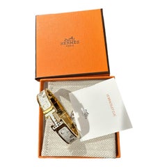 Hermes Clic H Les Leopards Bracelet Printed Enamel Gold PM