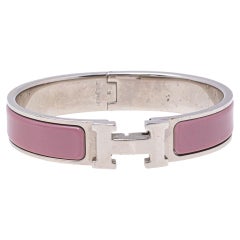 Hermès Clic H Lilac Enamel Palladium Plated Narrow Bracelet PM