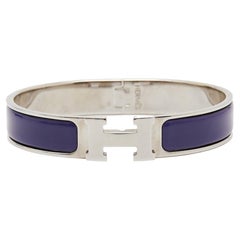 Hermes Clic H Purple Enamel Palladium Plated Bracelet