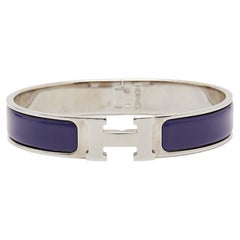 Bracelet Hermès Clic H en plaqué émail violet et palladium