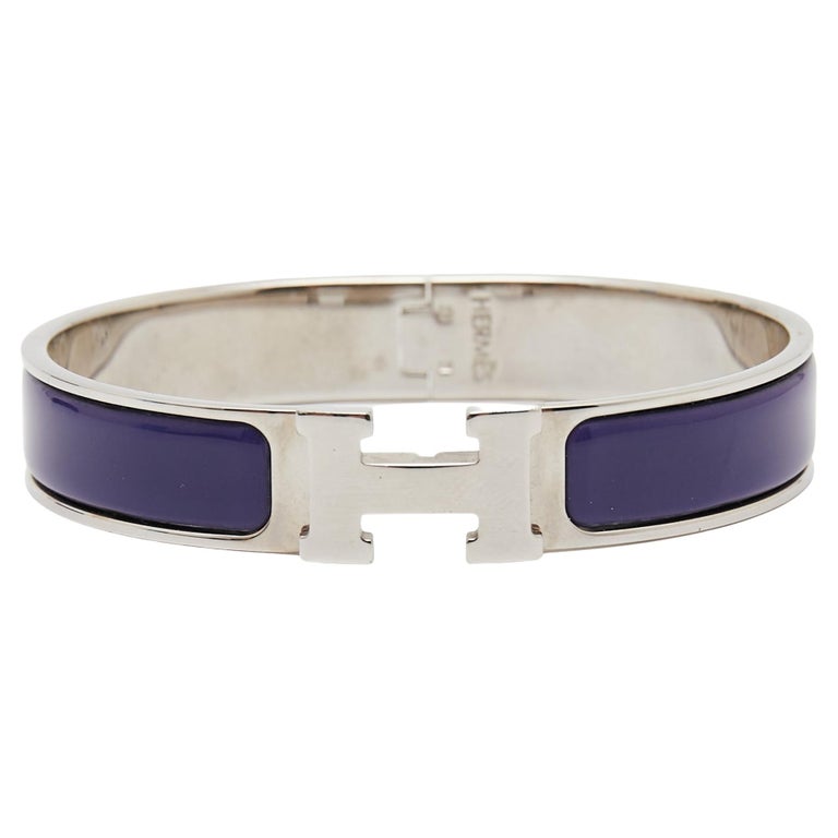 Hermes Clic H Purple Enamel Palladium Plated Bracelet at 1stDibs