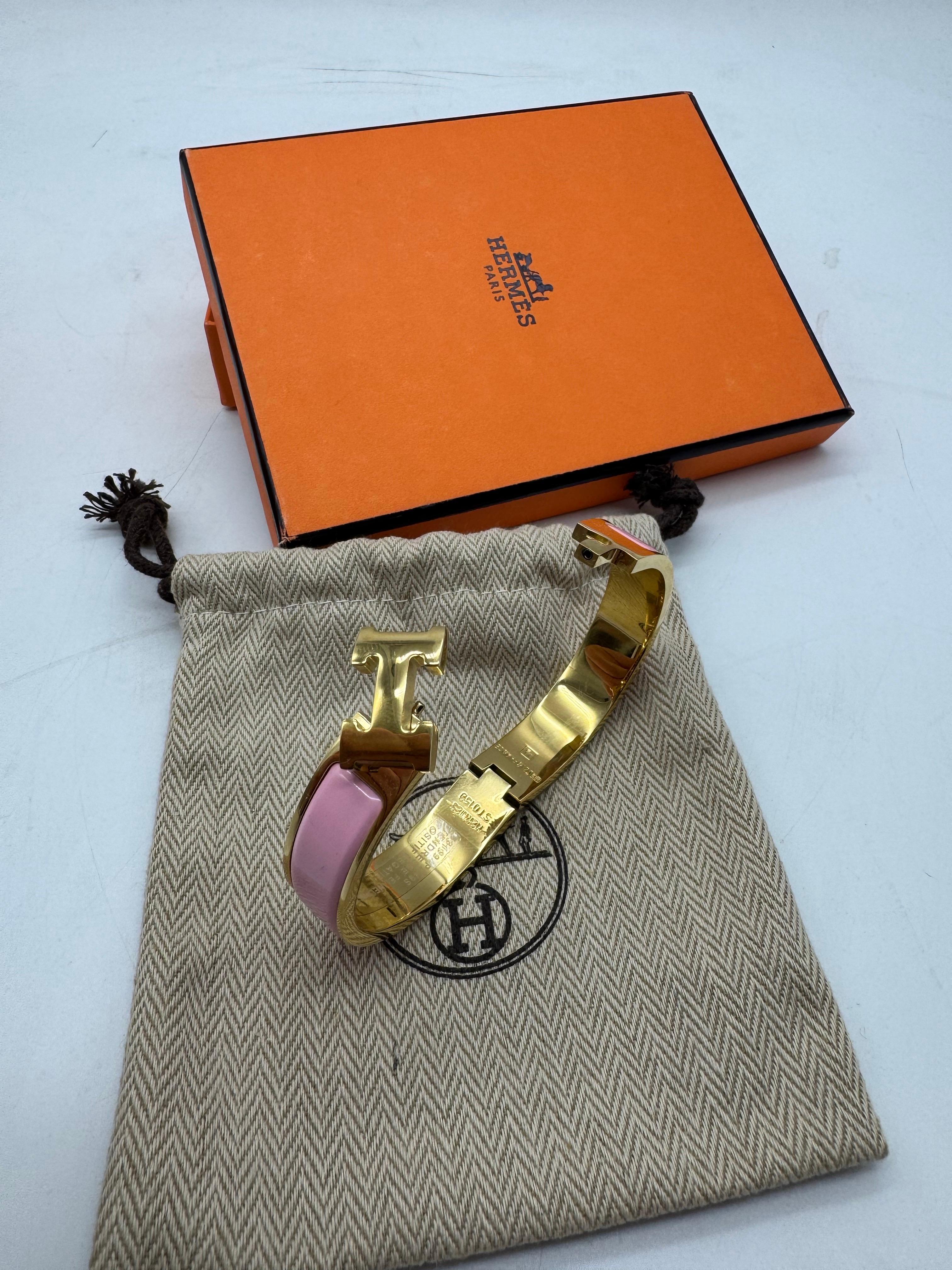 Hermès Clic H Roségold-PM-Armband Pink Golden in vendita 6