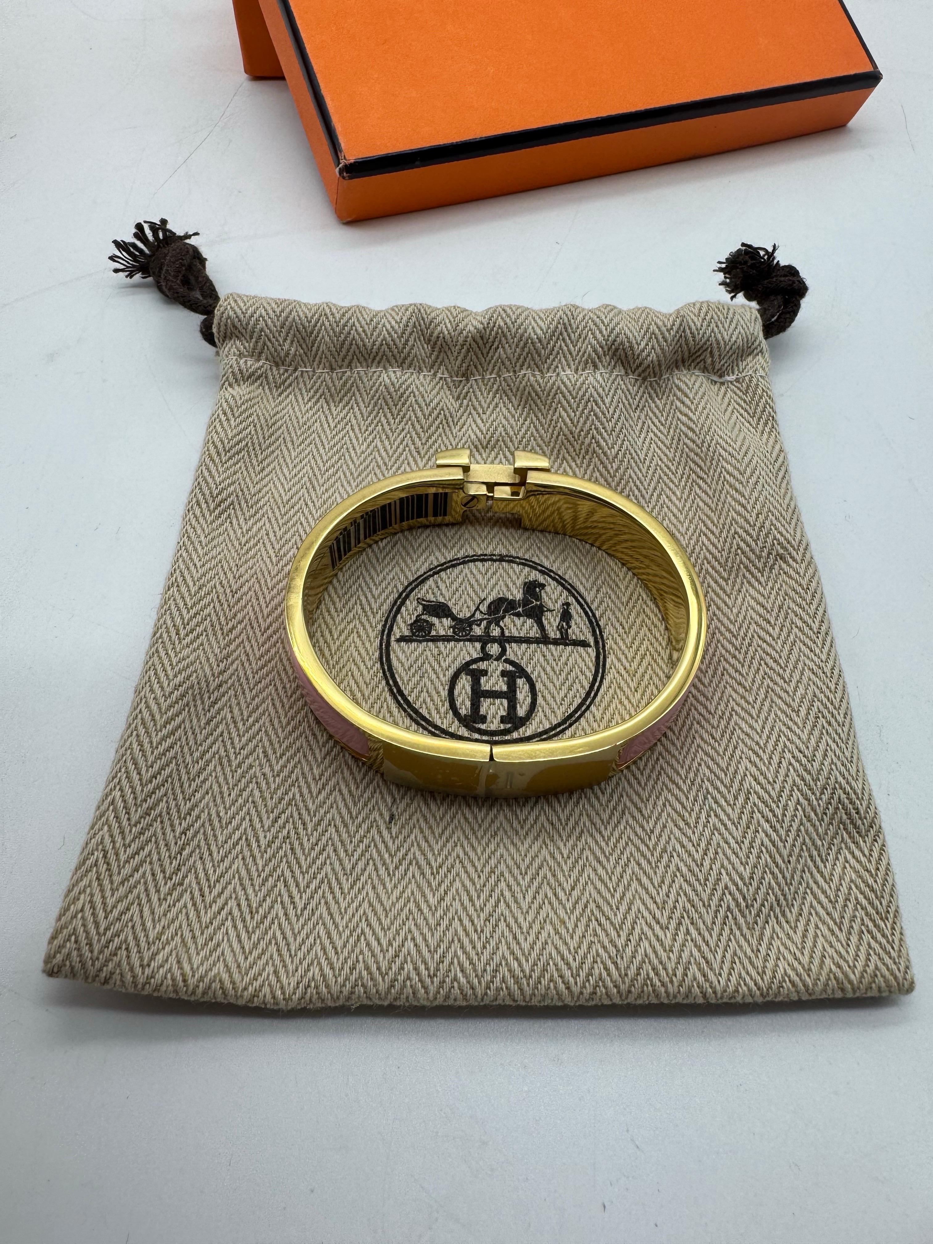 Hermès Clic H Roségold-PM-Armband Pink Golden in vendita 7