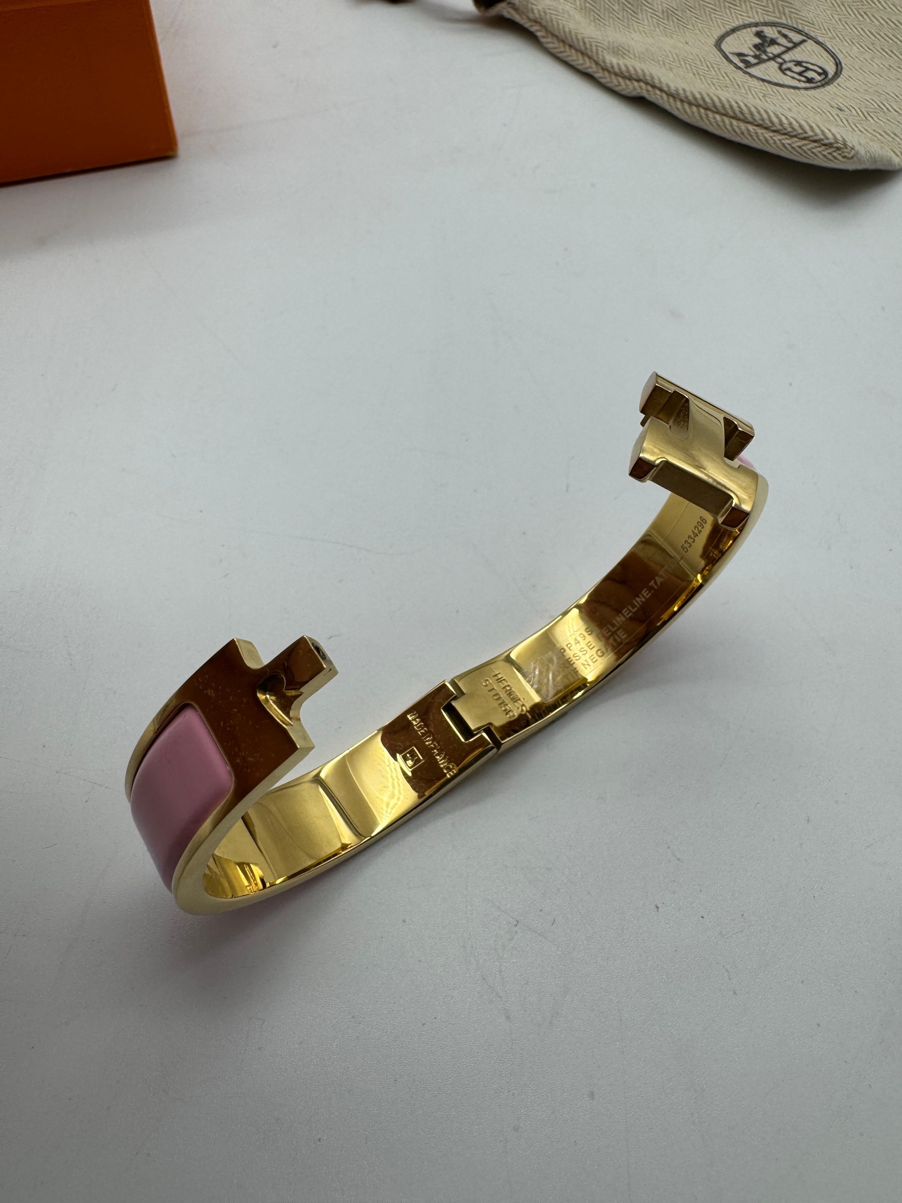 Hermès Clic H Roségold-PM-Armband Pink Golden in vendita 8