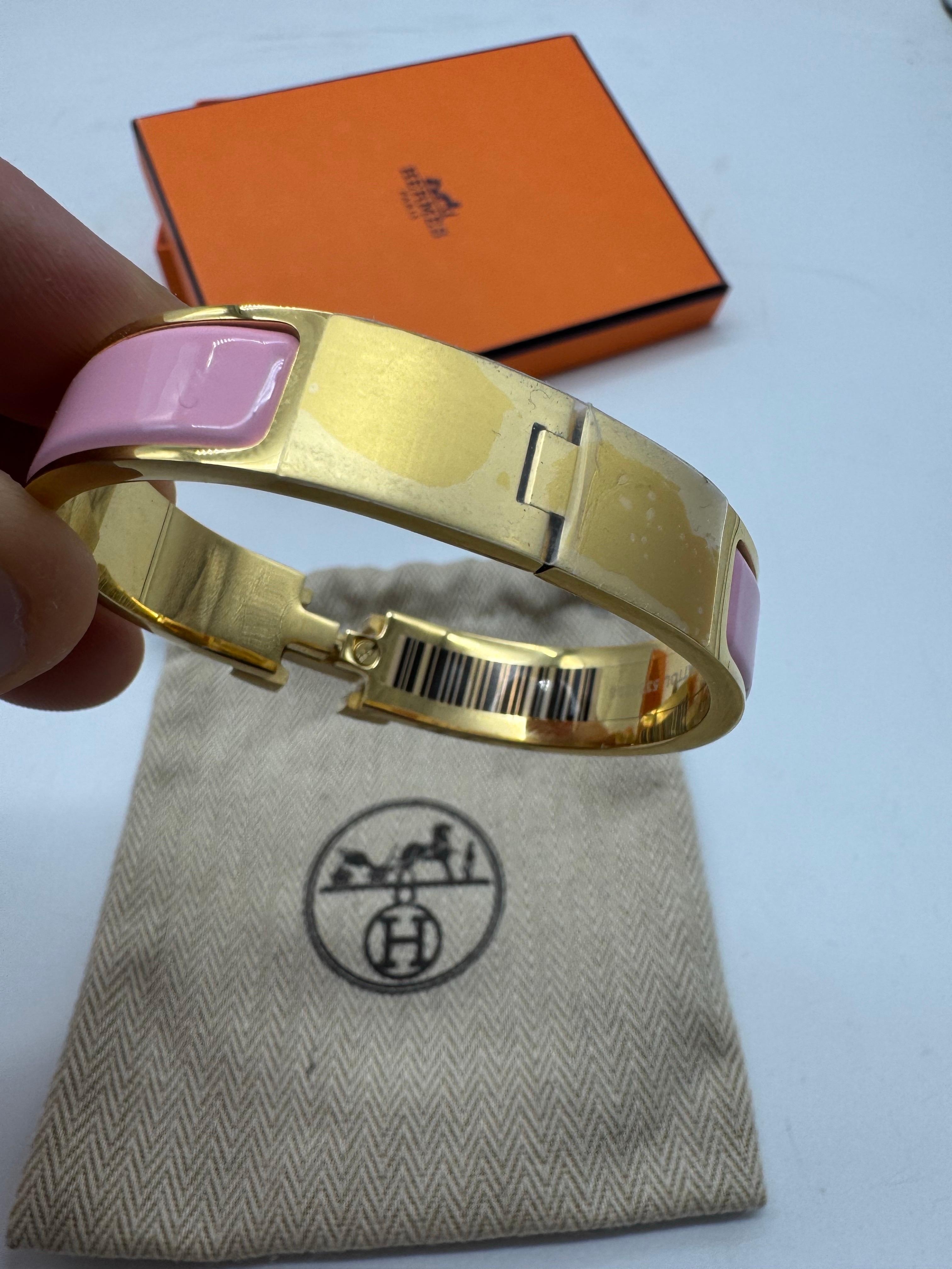 Hermès Clic H Roségold-PM-Armband Pink Golden in vendita 1