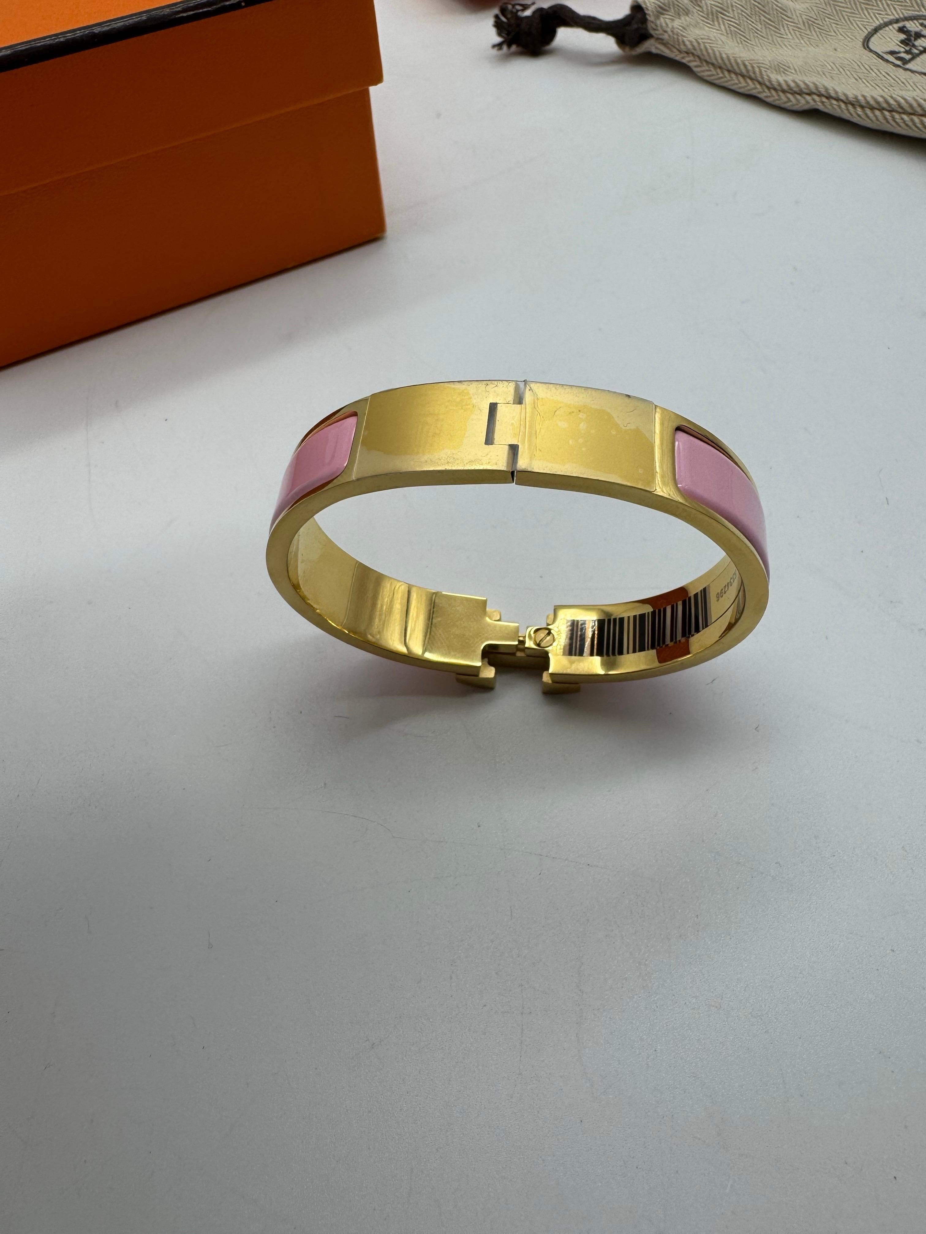 Hermès Clic H Roségold-PM-Armband Pink Golden in vendita 2