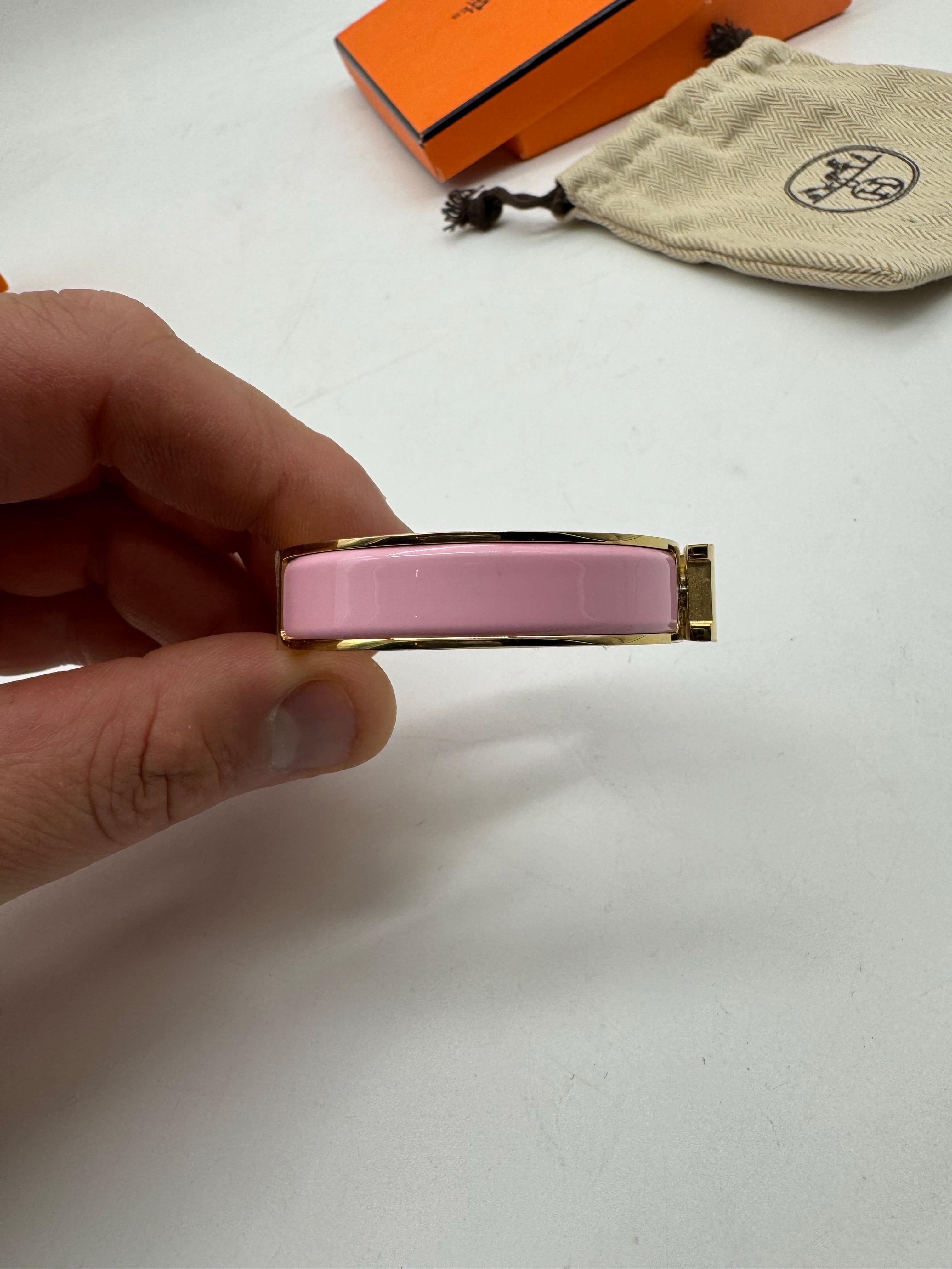 Hermès Clic H Roségold-PM-Armband Pink Golden in vendita 3
