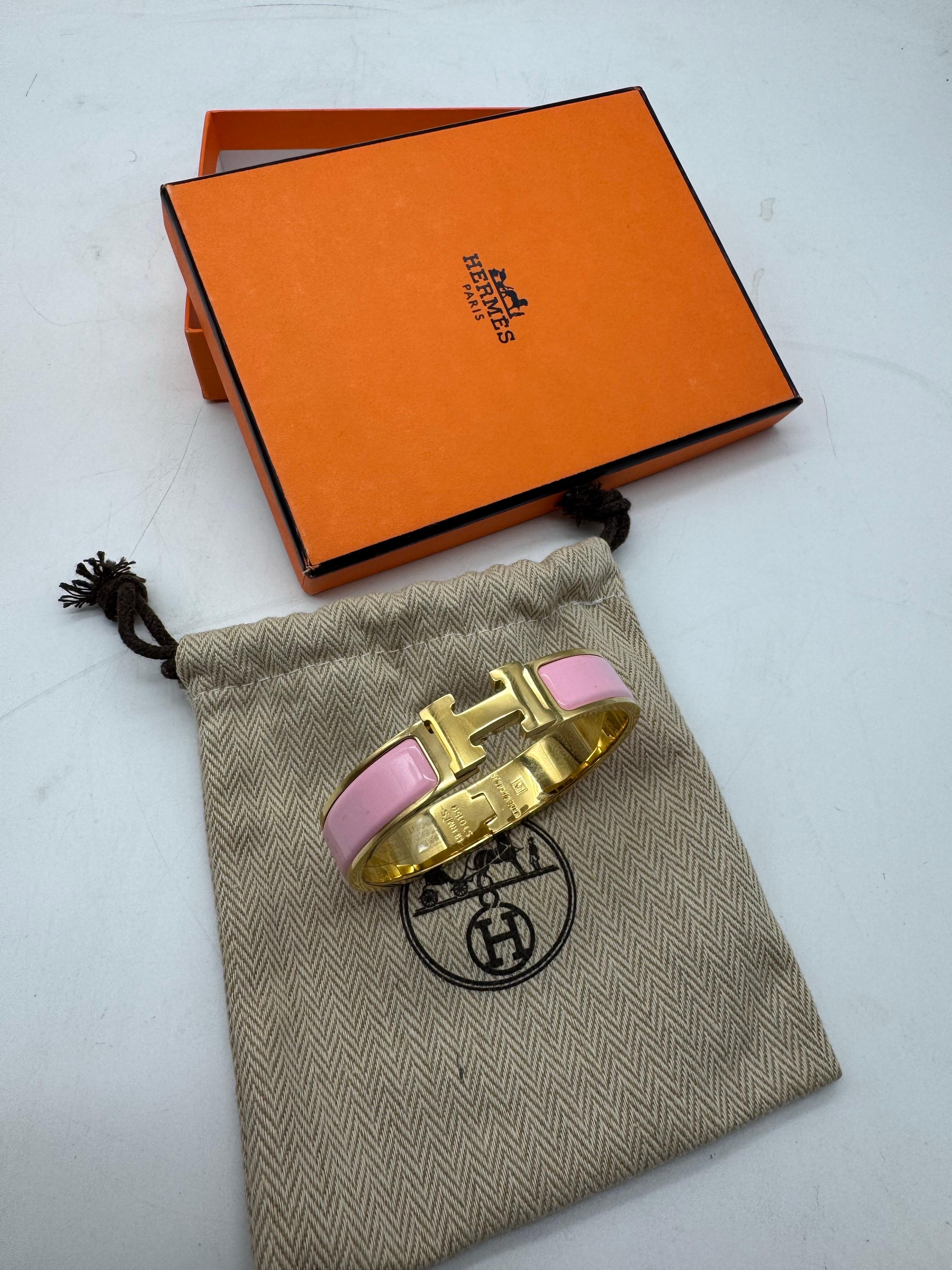 Hermès Clic H Roségold-PM-Armband Pink Golden in vendita 4