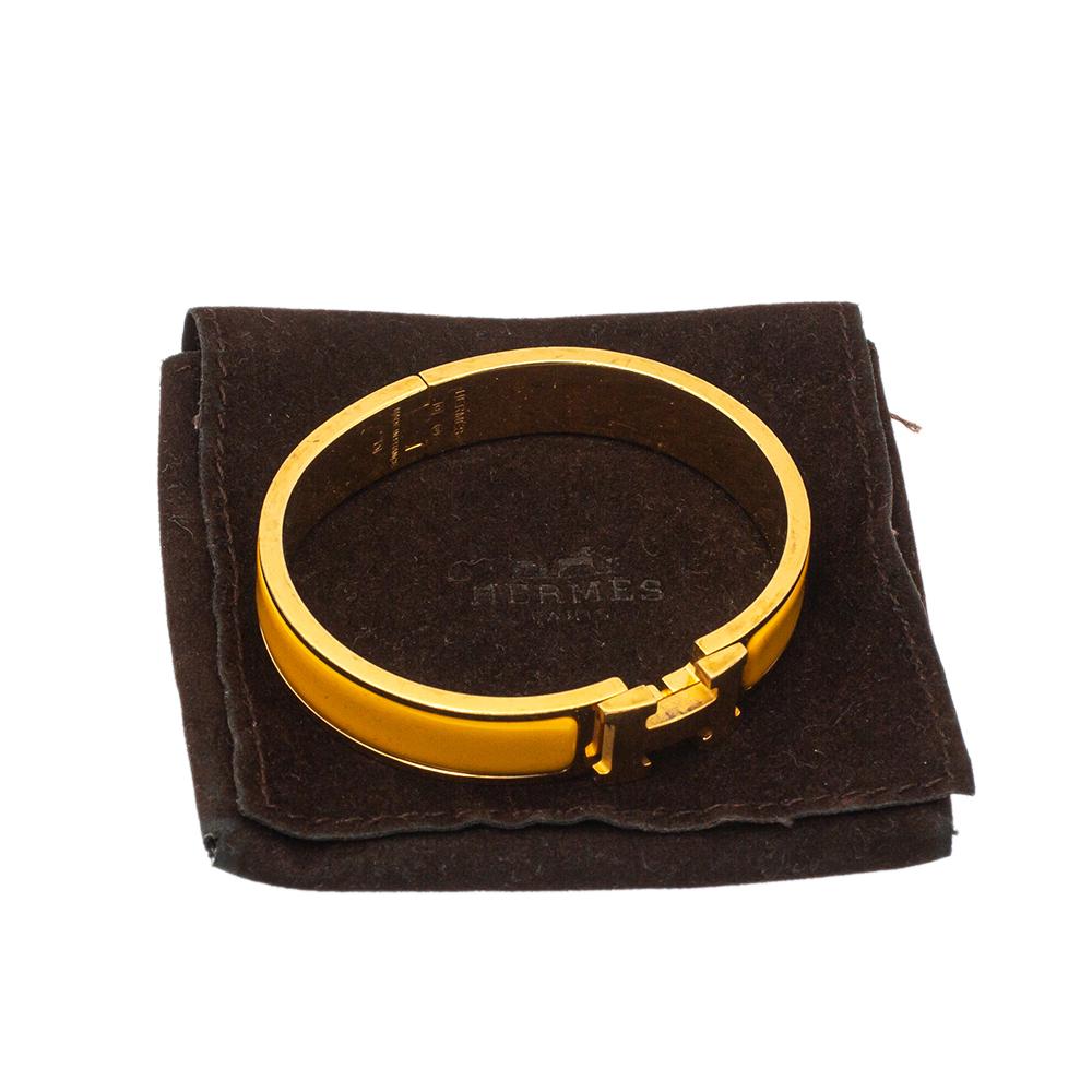 Hermès Clic H Yellow Enamel Gold Plated Narrow Bracelet PM 3