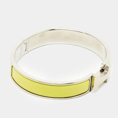 Pulsera Hermès Clic H Esmalte Amarillo Paladiada