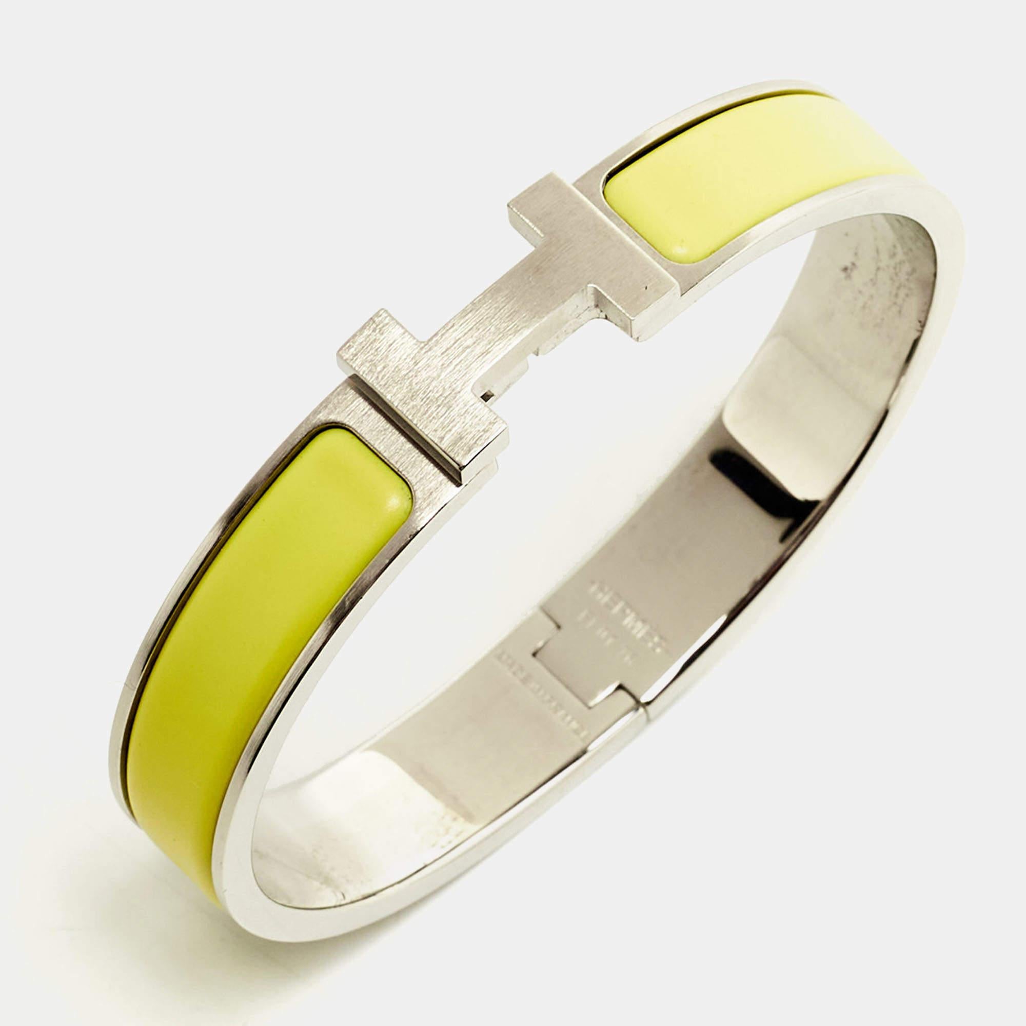 Hermès Clic H Yellow Enamel Palladium Plated Bracelet 1