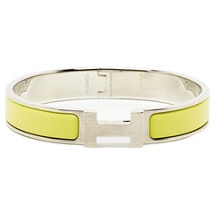 Hermès Clic H Gelb emailliert Palladium plattiert Armband