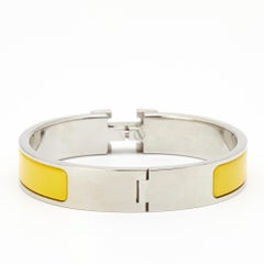 Hermès Clic H Yellow Enamel Palladium Plated Metal Bracelet