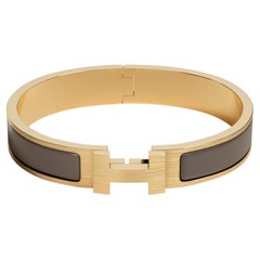 Hermes Clic HH bracelet Étain Mat émaillé avec brossé Taille T5 18.5cm