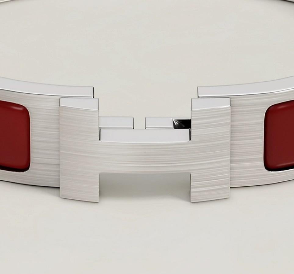 Bracelet Hermès Clic HH rouge mat en émail mat, taille T5 18,5 cm Neuf à Nicosia, CY