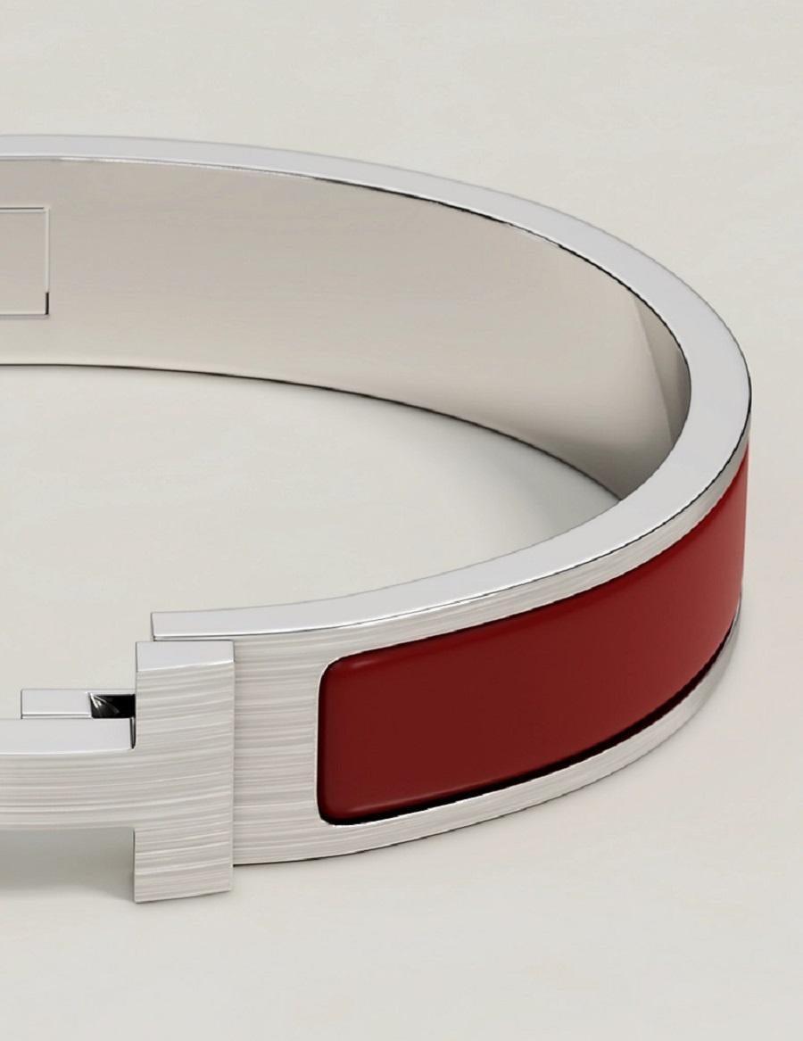 Bracelet Hermès Clic HH rouge mat en émail mat, taille T5 18,5 cm 1
