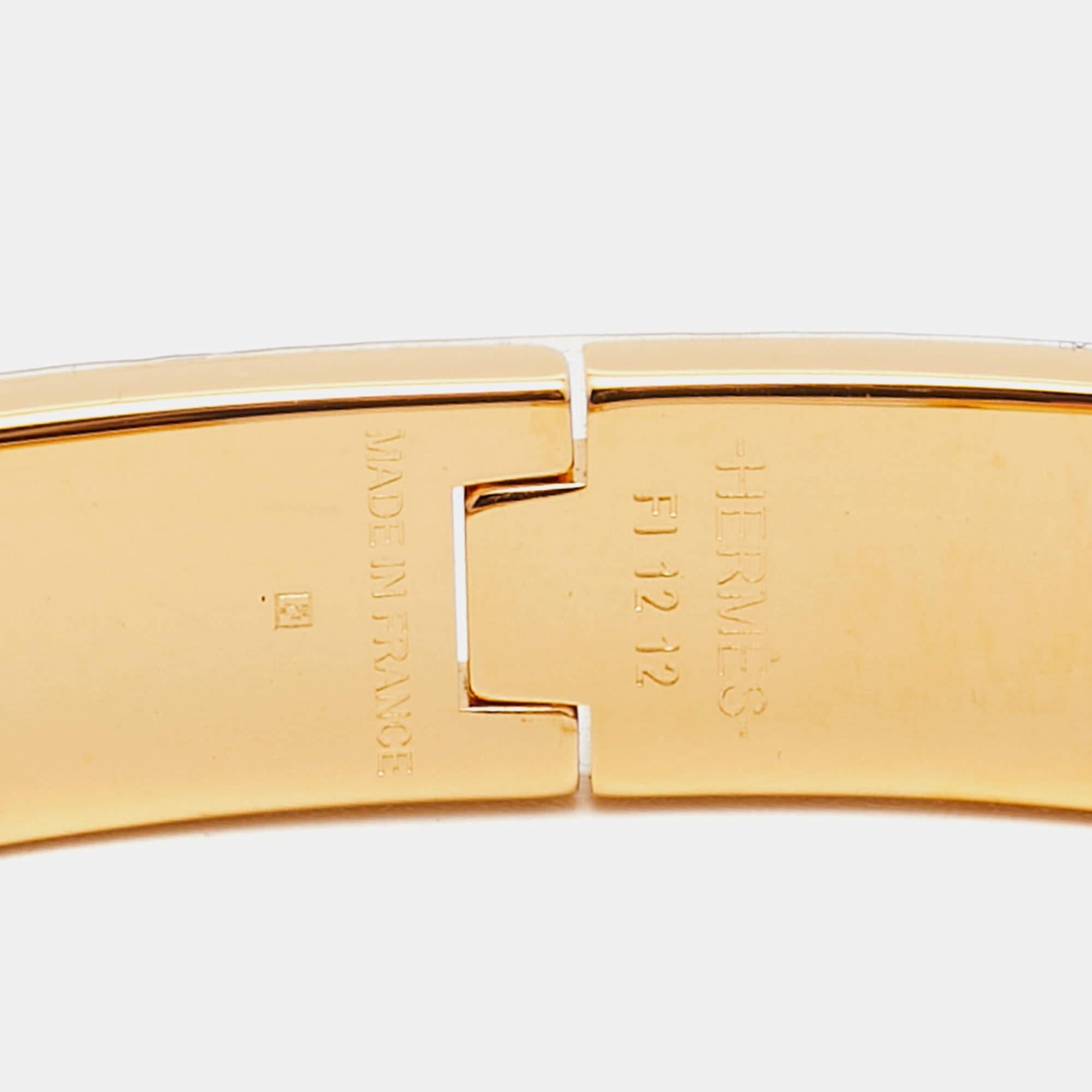 Hermes Clic HH Enamel Gold Plated Bracelet In Excellent Condition For Sale In Dubai, Al Qouz 2