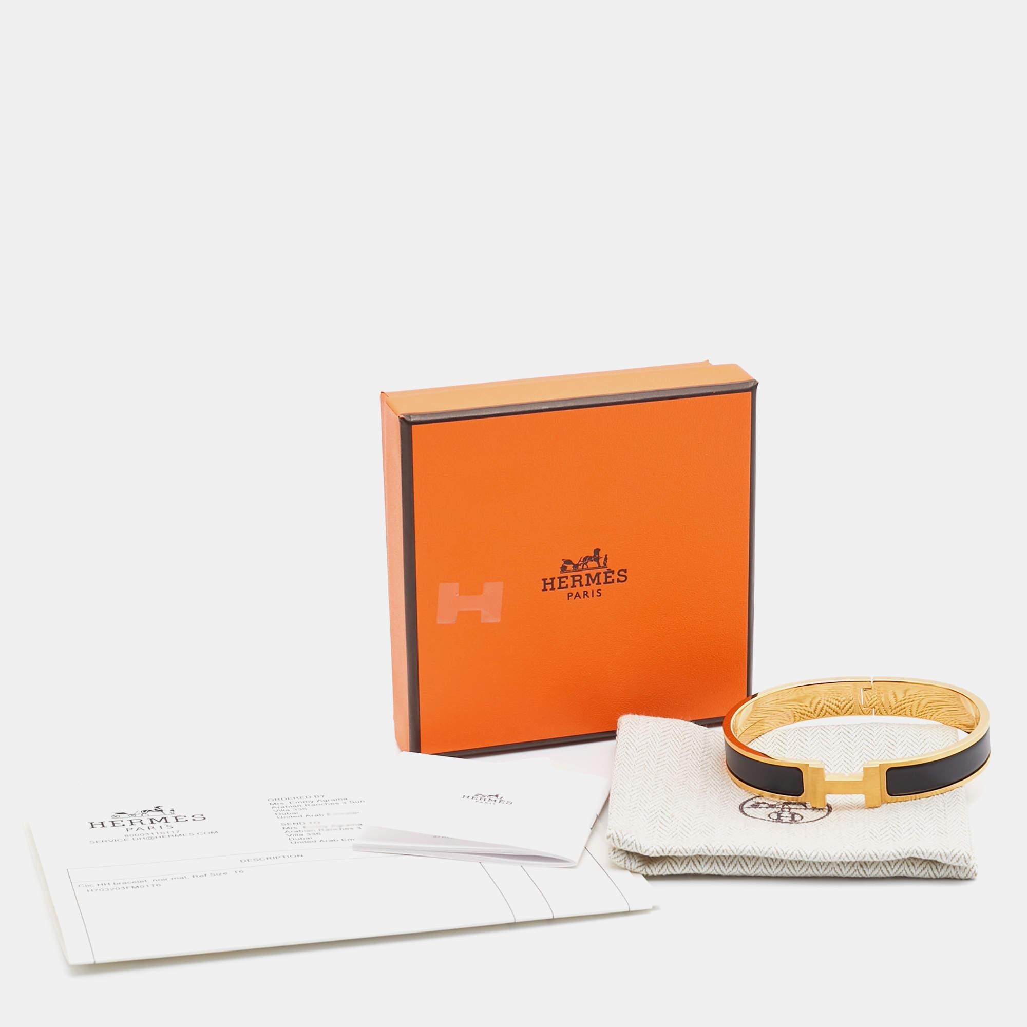 Hermes Clic HH Enamel Gold Plated Bracelet For Sale 1