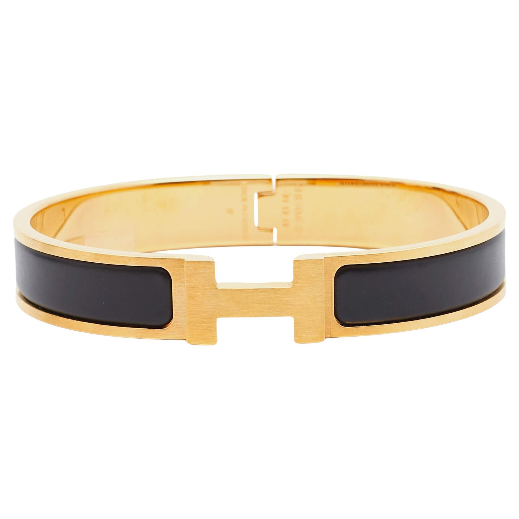 Hermes Clic HH Enamel Gold Plated Bracelet For Sale