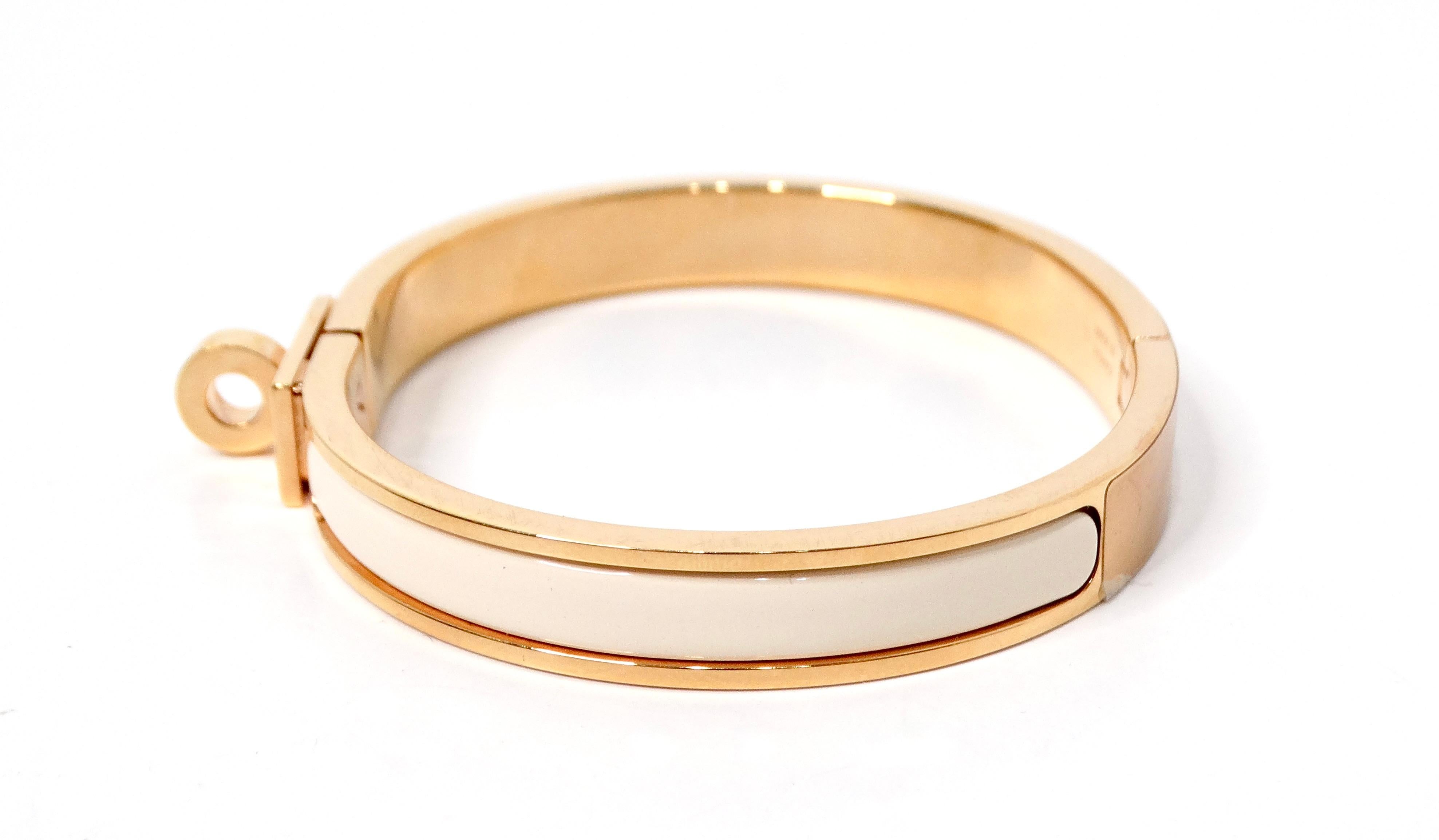Hermes Clic Kelly Bracelet plaqué or 18k et émail blanc Pour femmes en vente