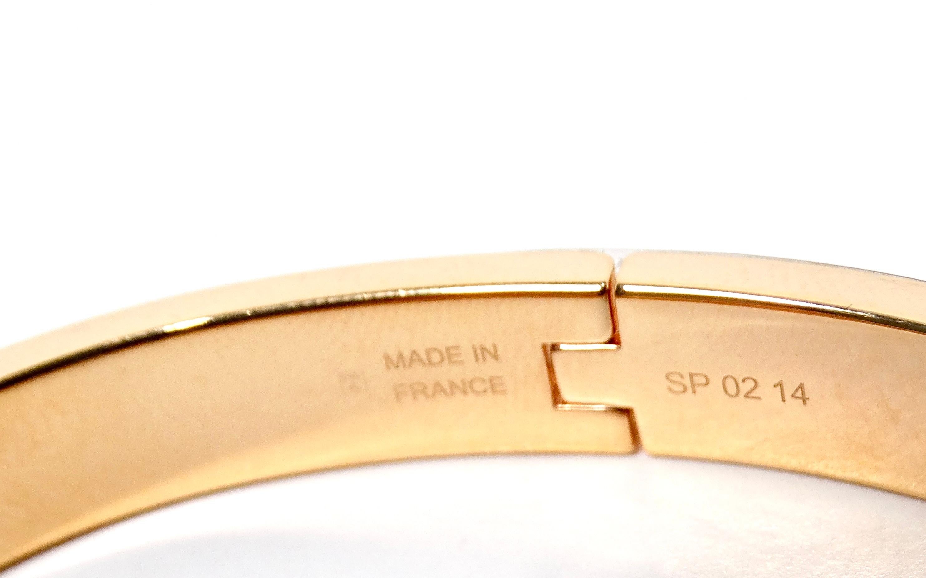 Hermes Clic Kelly Bracelet plaqué or 18k et émail blanc en vente 2