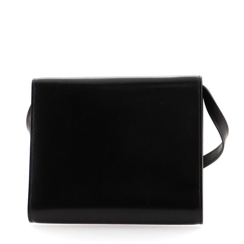 Black Hermes Clic Wallet on Strap Box Calf 16