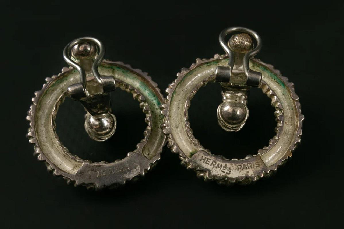 Hermès - Boucles d'oreilles à clip en métal argenté Pour femmes en vente