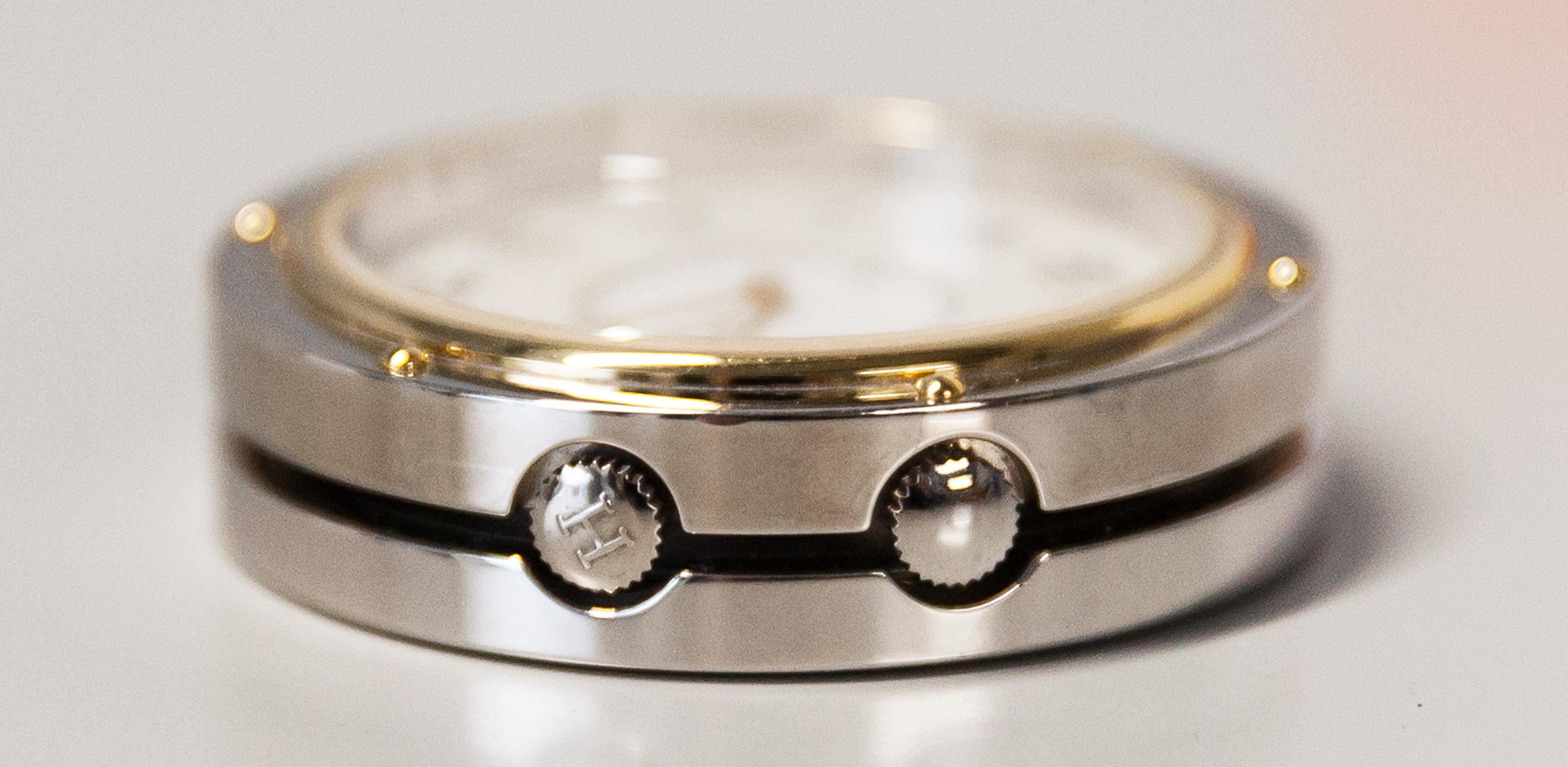 Brass Hermès Clip Table Alarm Clock For Sale