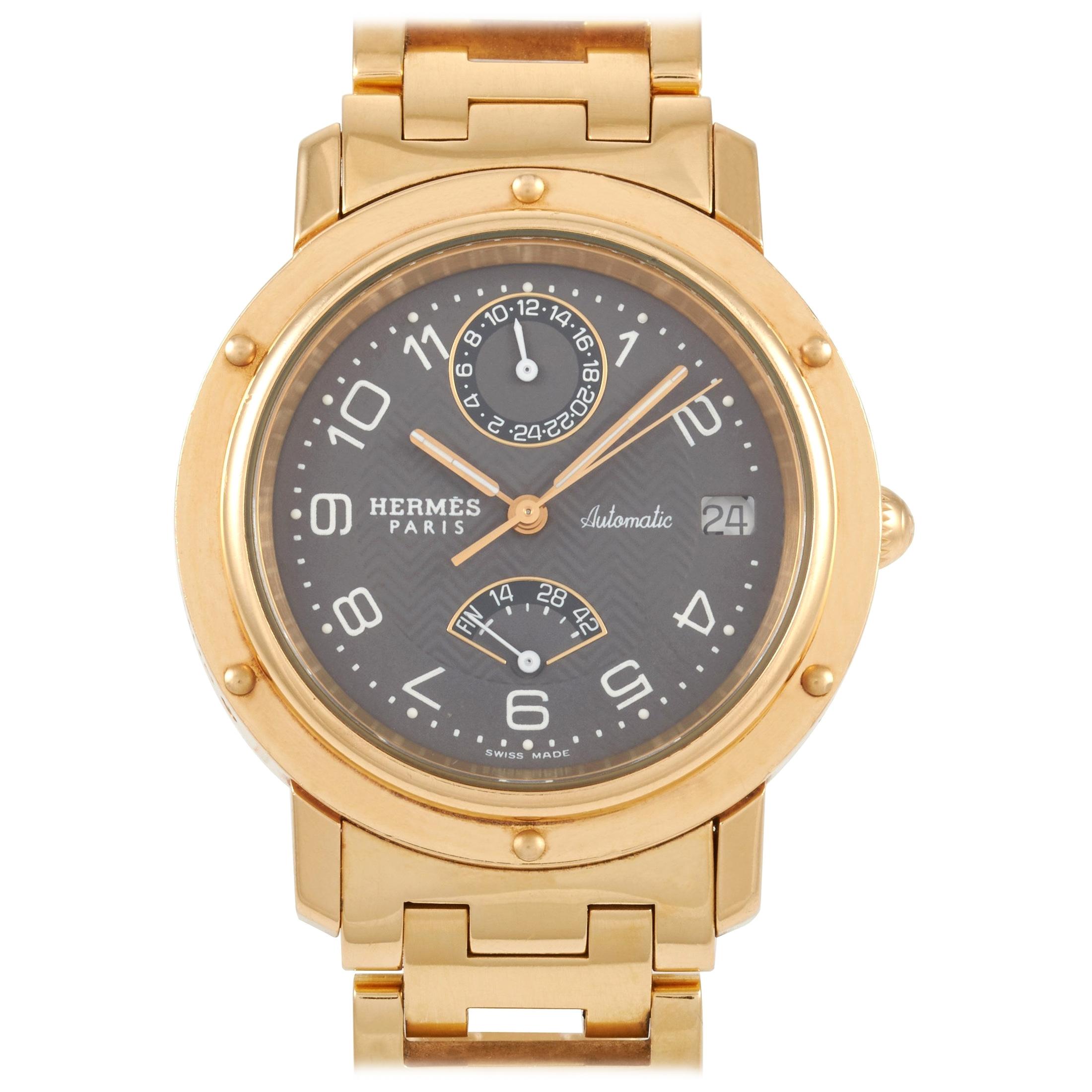 Hermès Clipper 18 Karat Yellow Gold Watch CL5.785