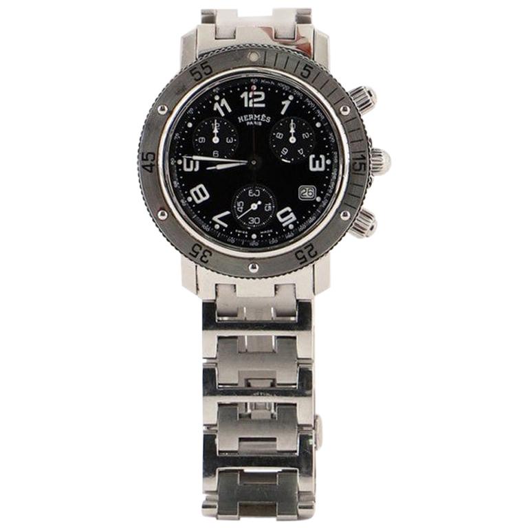 Hermès Clipper Diver Chronograph Quartz Watch Stainless Steel 39