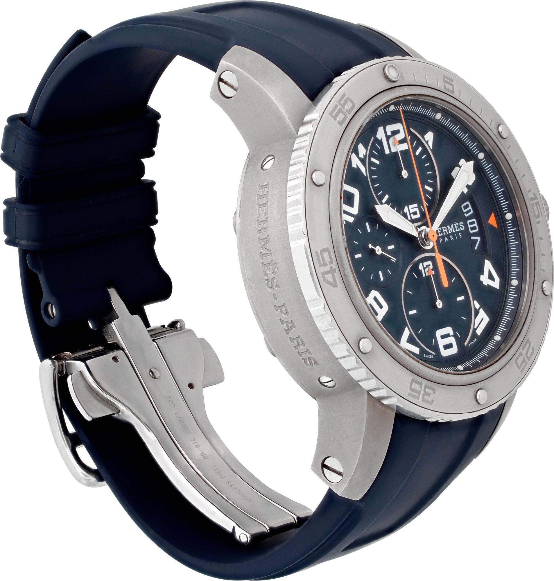 Hermes Clipper Diver Chronograph Titanium Automatik Armbanduhr Ref CP2.941 im Zustand „Hervorragend“ im Angebot in Surfside, FL