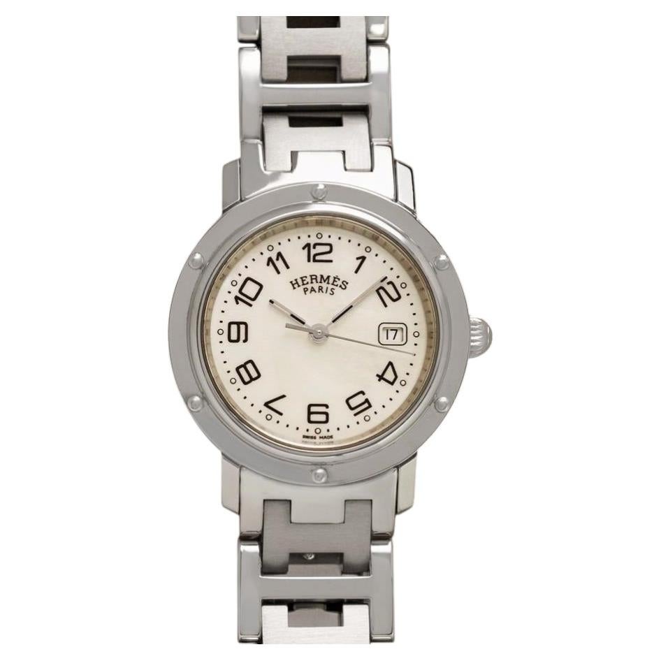 Hermes Clipper Ladies Quartz Watch with Mother of Pearl Dial - Stainless Steel