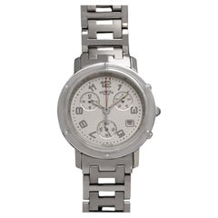 Hermes Clipper Mens Full Size 38mm Chronograph Quartz Watch - Stainless Steel