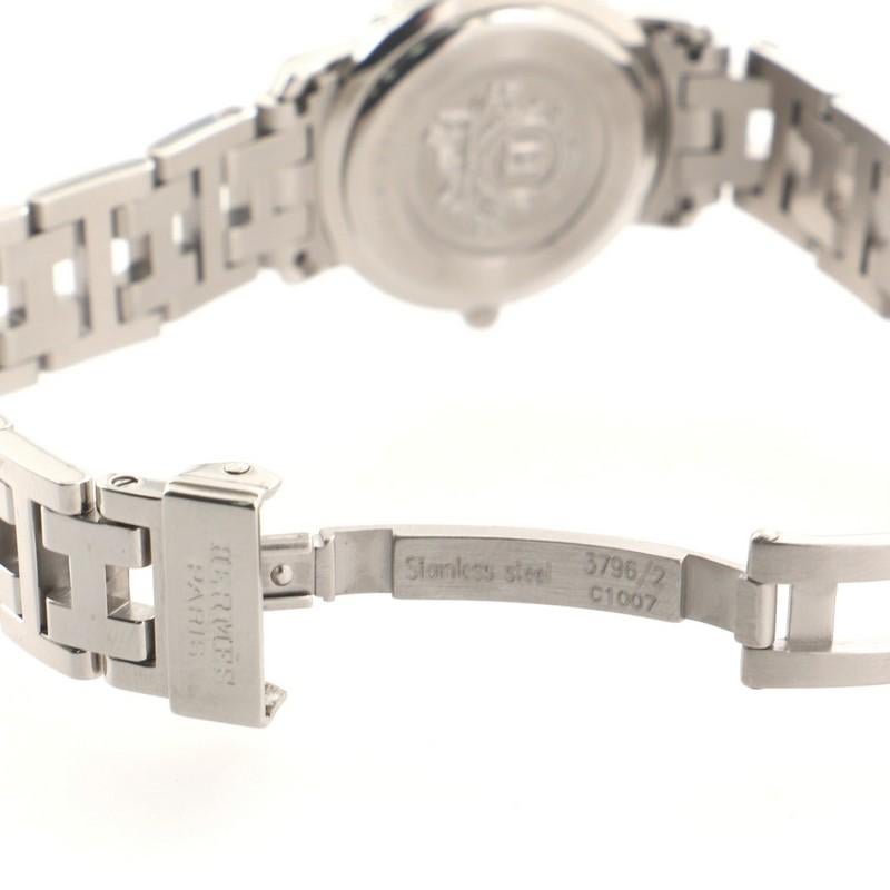 Hermès Clipper Nacre Quartz Watch Stainless Steel with Diamond Bezel 1
