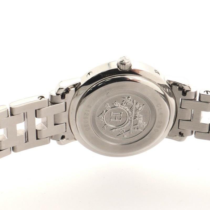 Hermès Clipper Nacre Quartz Watch Stainless Steel with Diamond Bezel 2